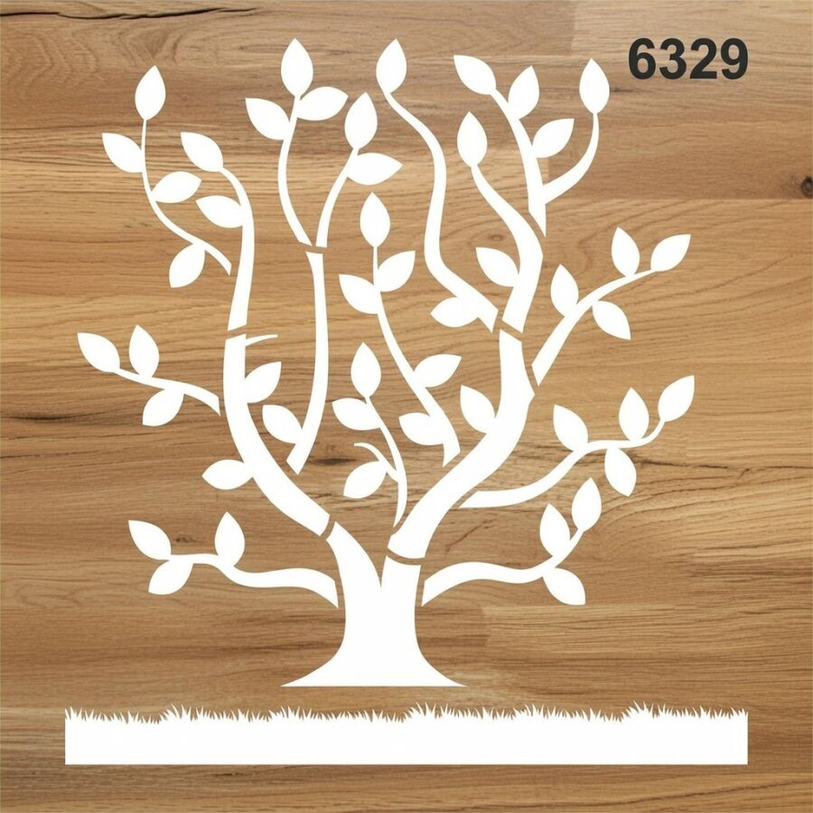 Bahçe Ağacı Stencil Boyama Şablonu - 2