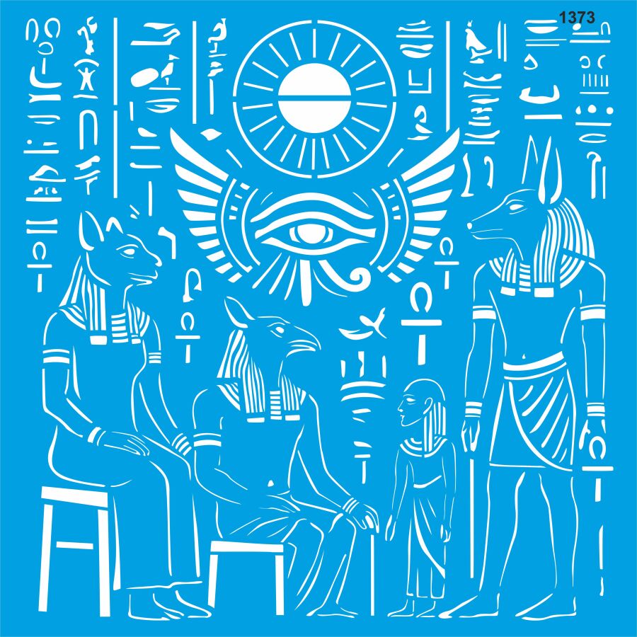 Antik Mısır Deseni Stencil Boyama Şablonu - 1