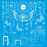 Antik Mısır Deseni Stencil Boyama Şablonu - StencilSepeti