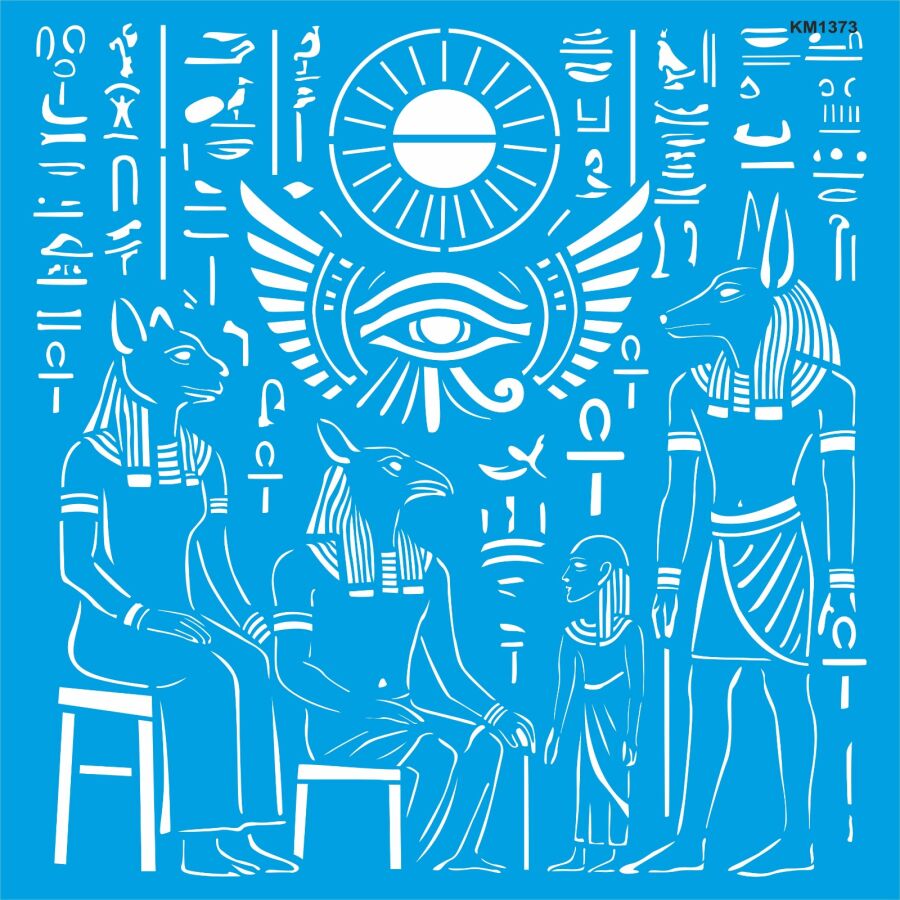 Antik Mısır Deseni Stencil Boyama Şablonu - 1