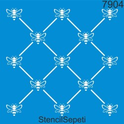 Arılı Duvar Deseni - Stencil Şablon - StencilSepeti