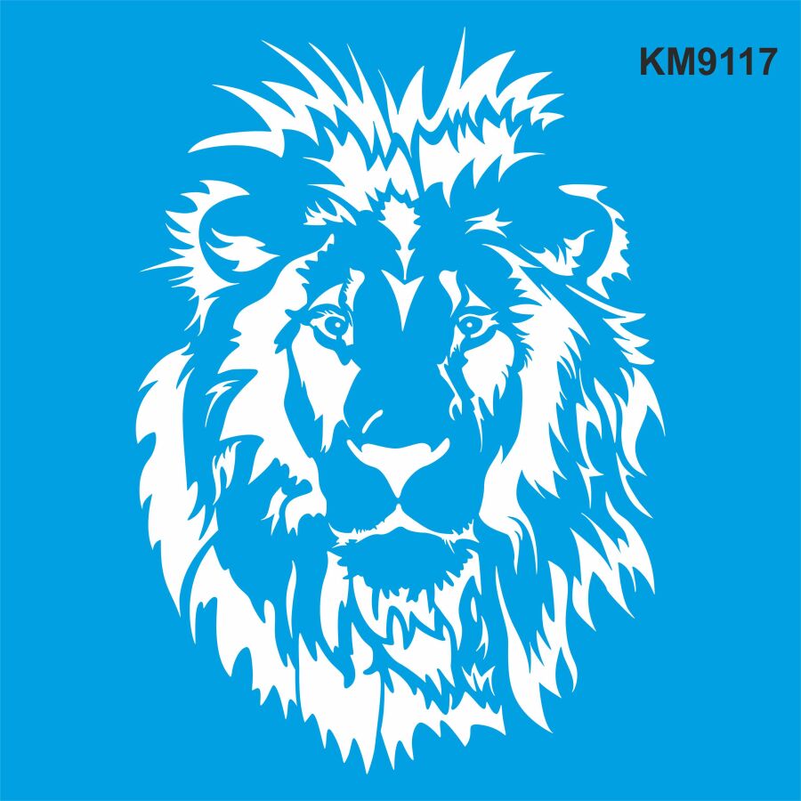 Aslan Duvar Deseni - Stencil Boyama Şablonu - 1