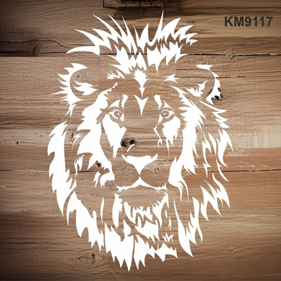 Aslan Duvar Deseni - Stencil Boyama Şablonu - 2