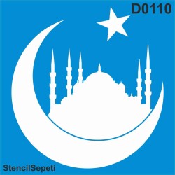 Ay Yıldız ve Cami - StencilSepeti