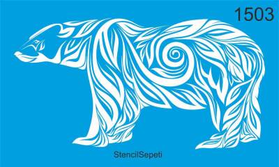 Ayılı Zen Deseni - Stencil Boyama Şablonu - 1