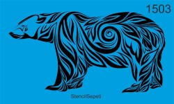 Ayılı Zen Deseni - Stencil Boyama Şablonu - 2