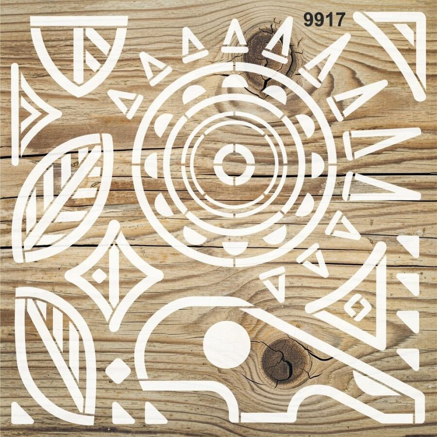 Aztek Duvar Deseni - Stencil Şablon - 2