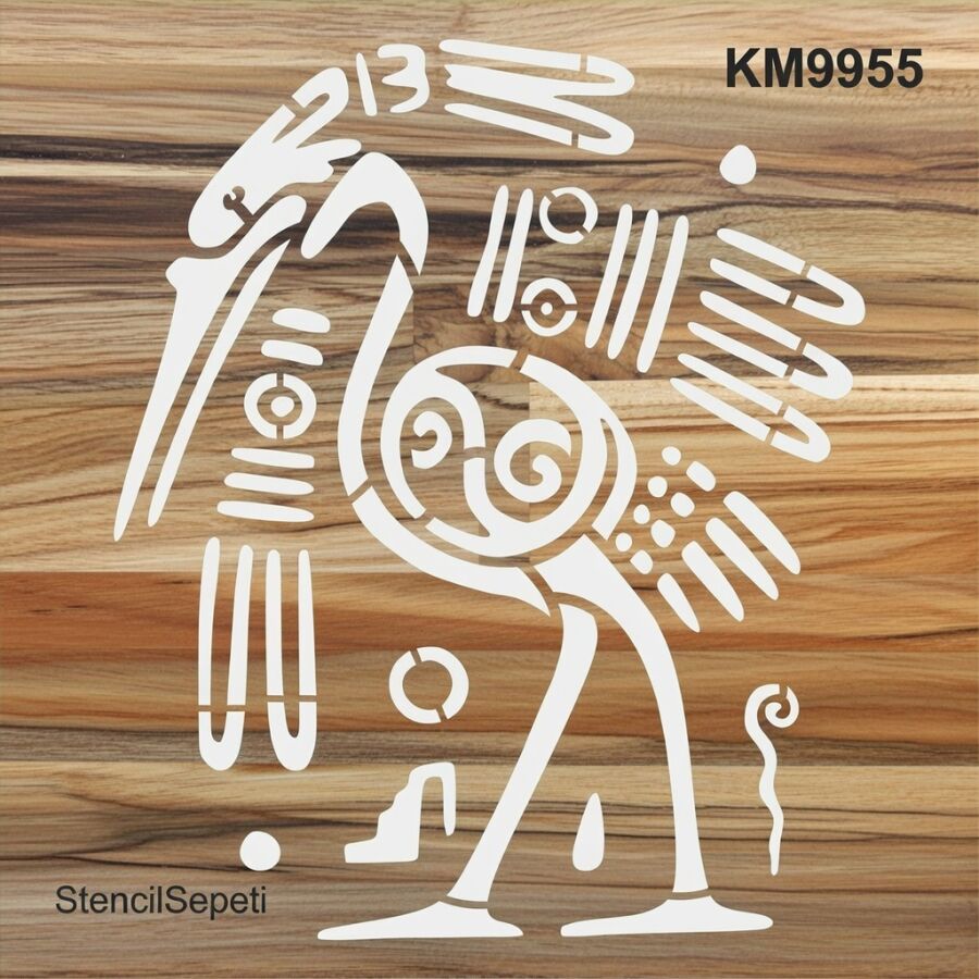 Aztek Duvar Deseni - Stencil Boyama Şablonu - 2