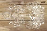 Aztek Duvar Deseni - Stencil Desen Şablonu - 2