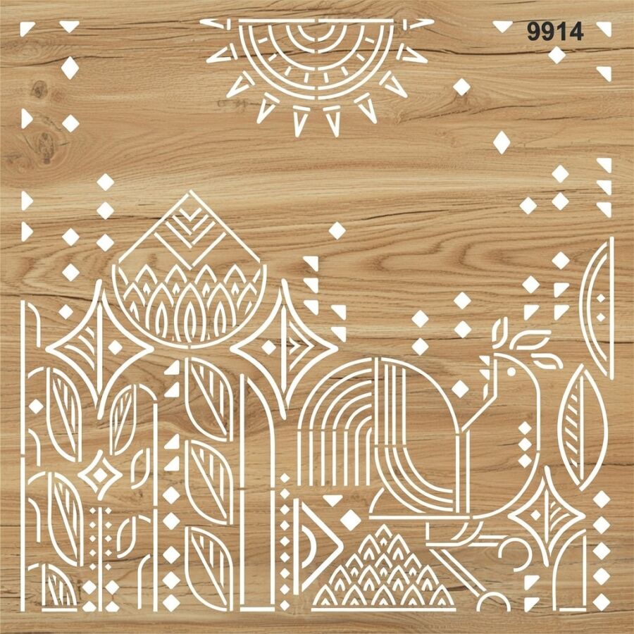 Aztek Duvar Deseni - Stencil Şablonu - 2