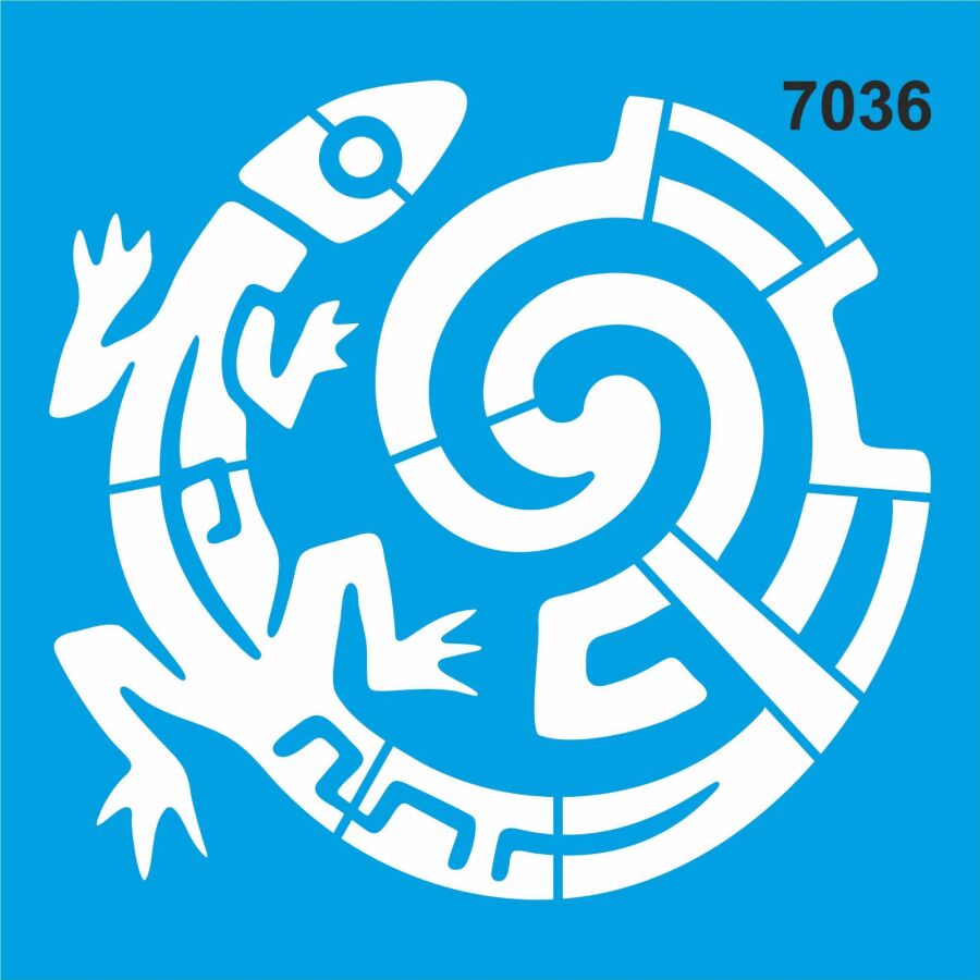 Aztek Kertenkele Stencil Boyama Şablonu - 1