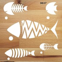 Balıklar Kılçıklar Deseni - Stencil Şablonu - 2