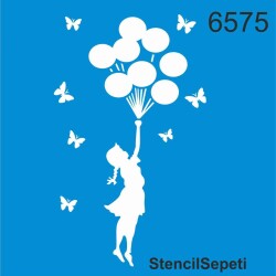 Balonlu Kız - StencilSepeti