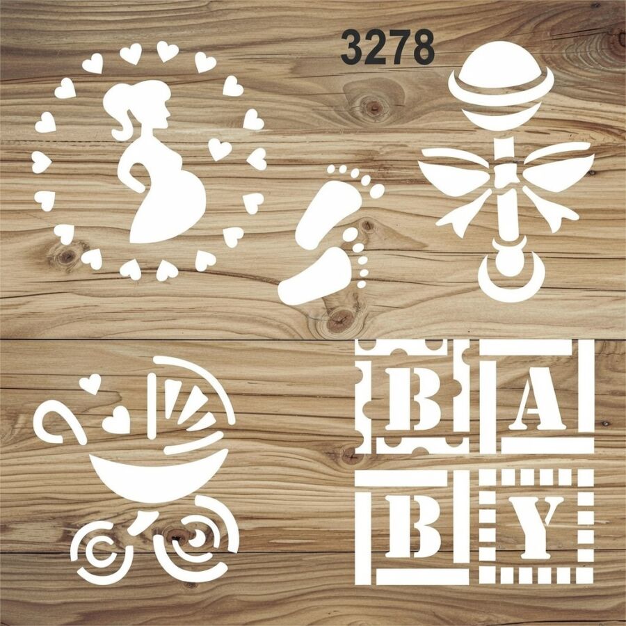 Bebek ve Anne - Stencil Boyama Şablonu - 2