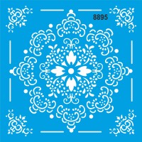 Çerçeli Göbek Deseni - Stencil Boyama Şablonu - 1
