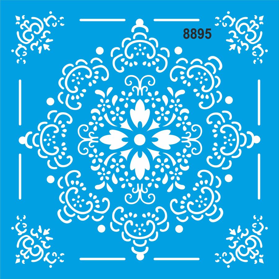 Çerçeli Göbek Deseni - Stencil Boyama Şablonu - 1