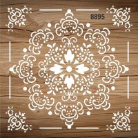 Çerçeli Göbek Deseni - Stencil Boyama Şablonu - 2