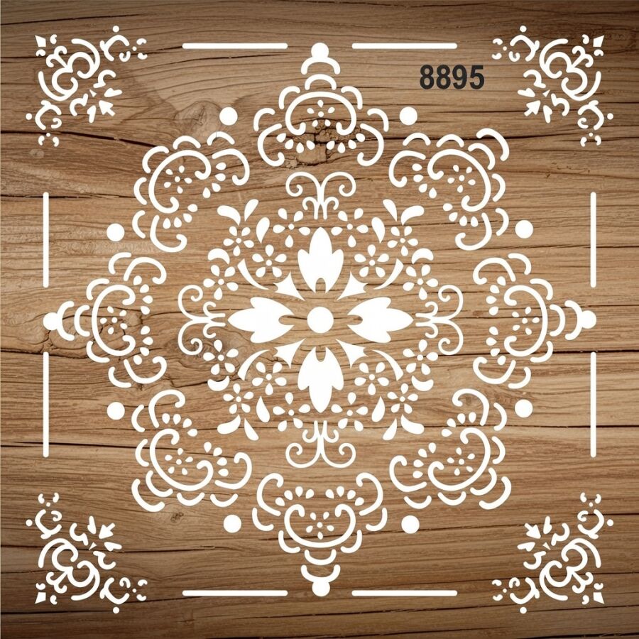 Çerçeli Göbek Deseni - Stencil Boyama Şablonu - 2