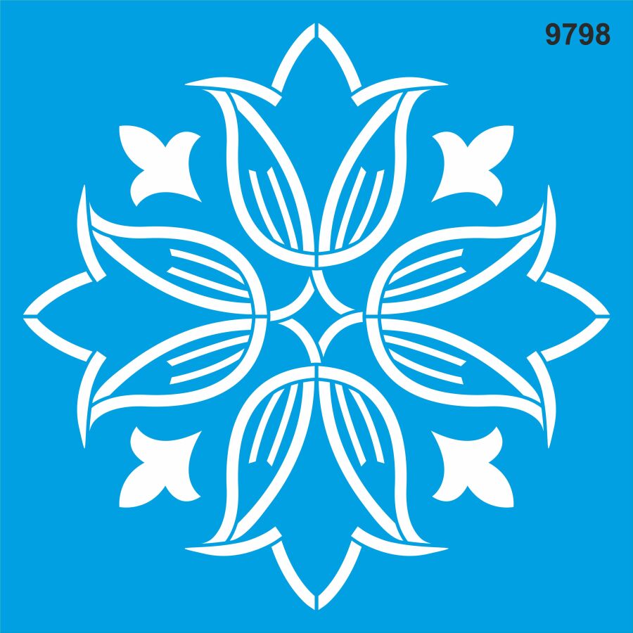 Çiçek Deseni - Stencil Boyama Şablonu - 1
