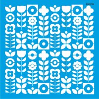 Çiçekler Duvar Deseni Stencil Boyama Şablonu - 1