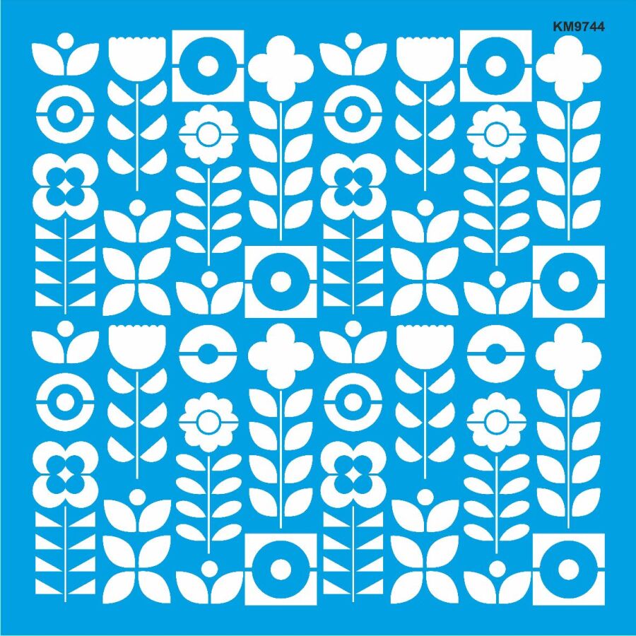 Çiçekler Duvar Deseni Stencil Boyama Şablonu - 1
