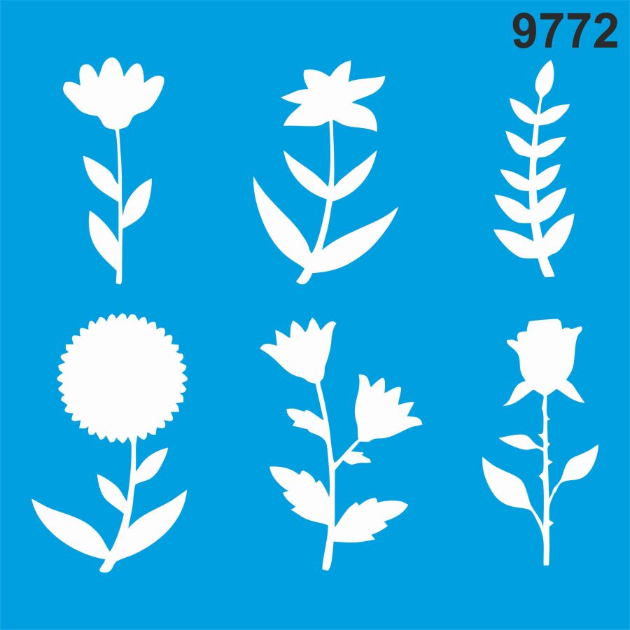 Çiçekler - Stencil Boyama Şablonu - 1