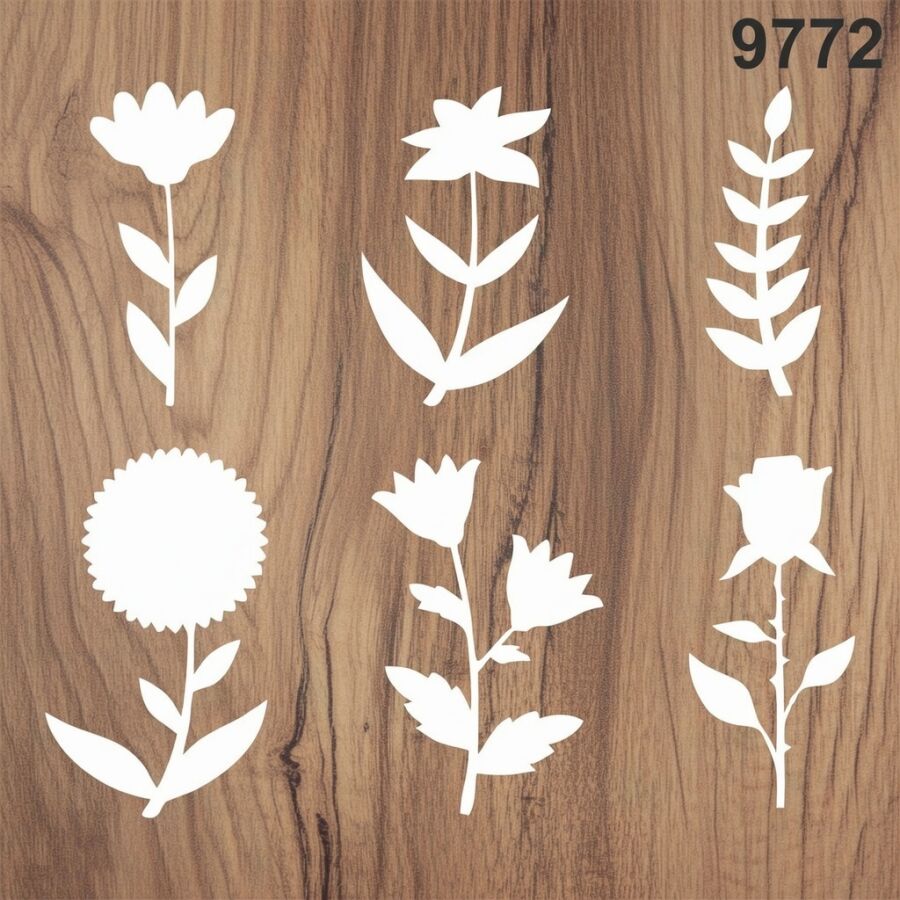 Çiçekler - Stencil Boyama Şablonu - 2