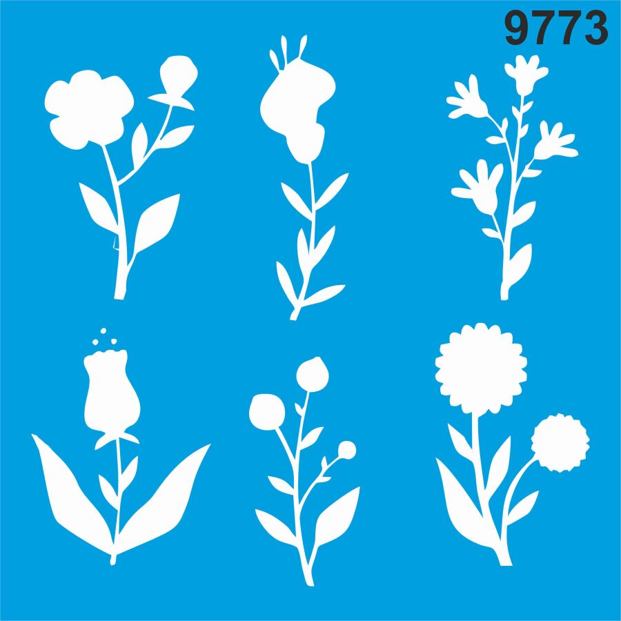 Çiçekler - Stencil Boyama Şablonu - 1