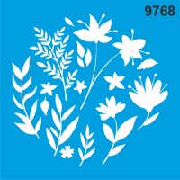 Çiçekler Ve Yapraklar - Stencil Boyama Şablonu - 1