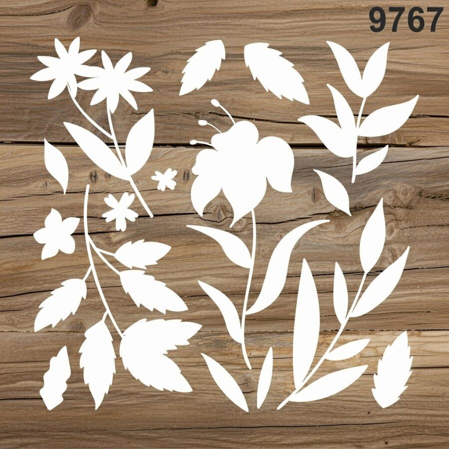 Çiçekler Ve Yapraklar - Stencil Boyama Şablonu - 2