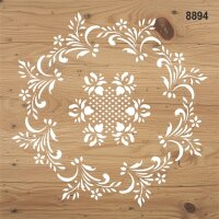 Çiçekli Çerçeveli Desen - Stencil Boyama Şablonu - 2