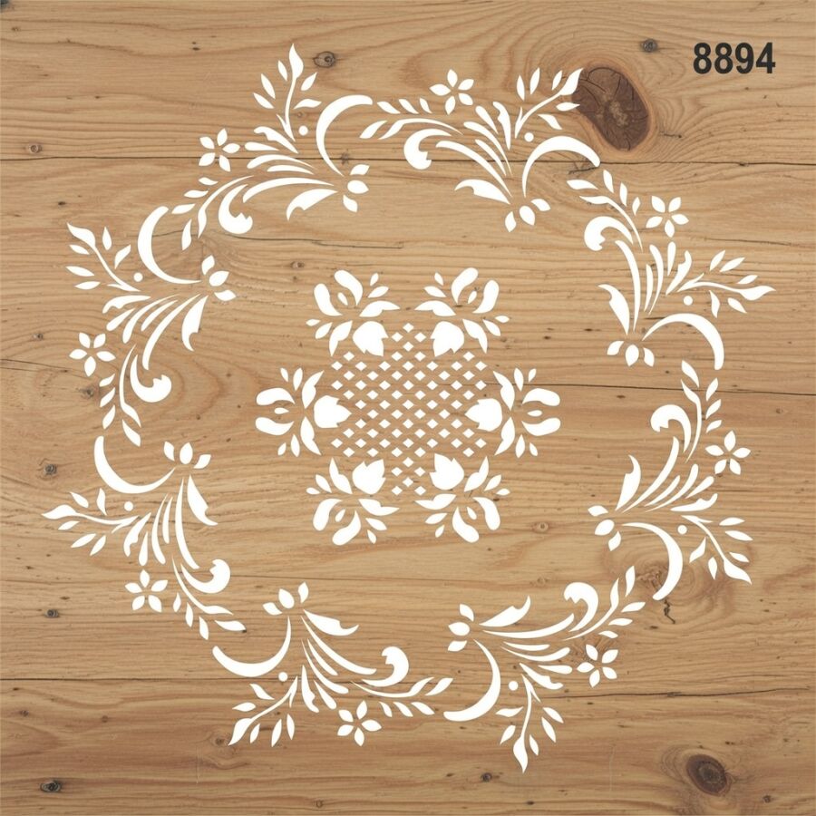 Çiçekli Çerçeveli Desen - Stencil Boyama Şablonu - 2
