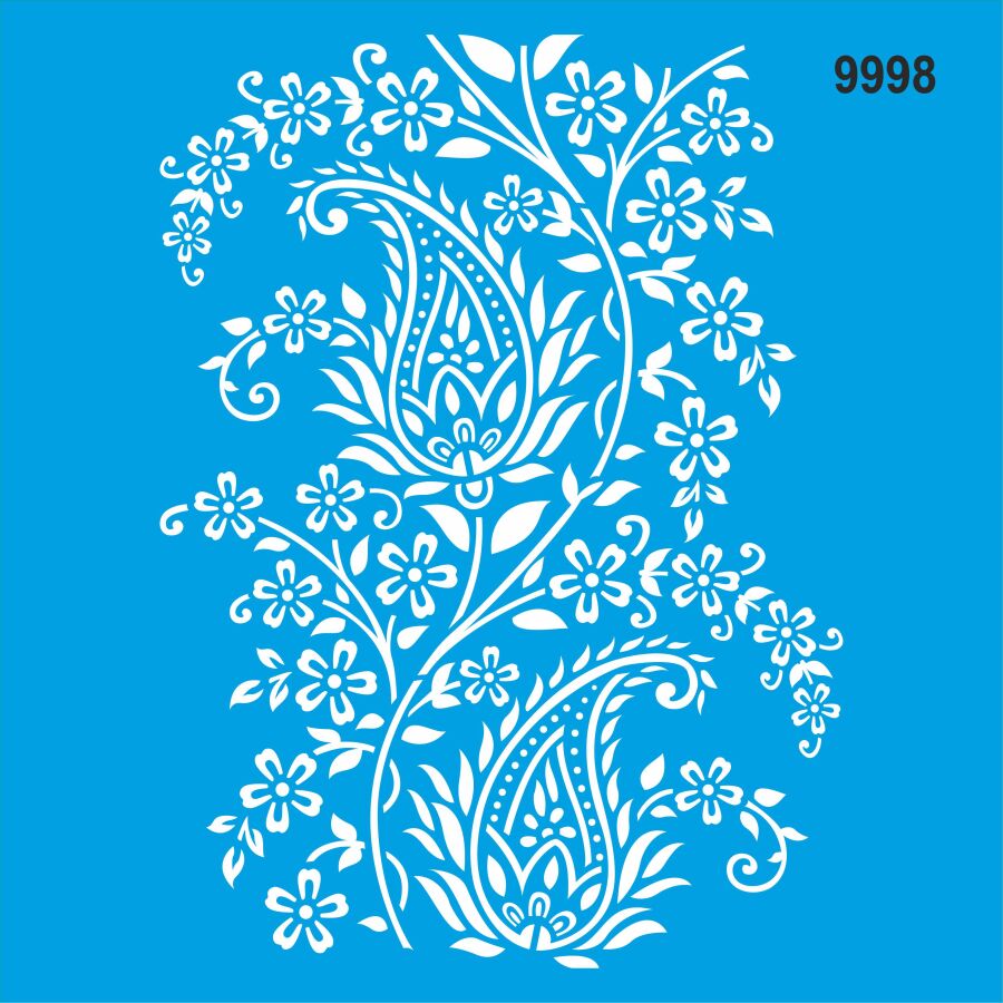 Çiçekli Damask - Stencil Boyama Şablonu - 1