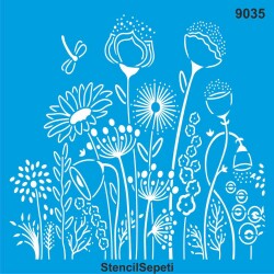 Çiçekli Desen - Stencil Boyama Şablonu - StencilSepeti