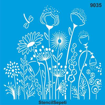 Çiçekli Desen - Stencil Boyama Şablonu - 1