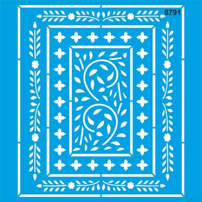 Çiçekli Duvar Deseni - Stencil Boyama Şablonu - 1