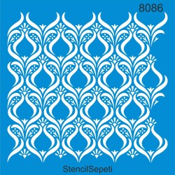 Çiçekli Duvar Deseni - Stencil Boyama Şablonu - StencilSepeti