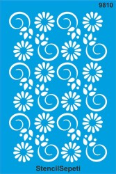 Çiçekli Duvar Deseni - Stencil Boyama Şablonu - StencilSepeti