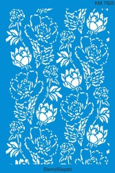 Çiçekli Duvar Deseni - Stencil Boyama Şablonu - StencilSepeti