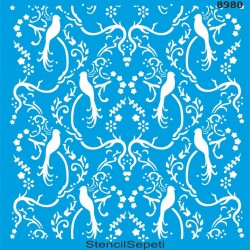 Çiçekli Duvar Deseni - Stencil Şablon - StencilSepeti