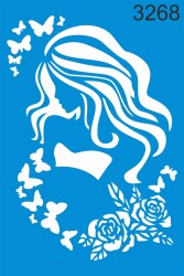 Çiçekli Kadın - Karma Stencil Boyama Şablonu - StencilSepeti