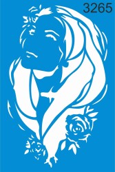 Çiçekli Kadın - Karma Stencil Boyama Şablonu - StencilSepeti