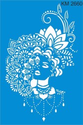 Çiçekli Kadın - Karma Stencil Boyama Şablonu - 1