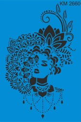 Çiçekli Kadın - Karma Stencil Boyama Şablonu - 2