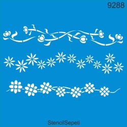 Çiçekli Kenar Desenleri - StencilSepeti