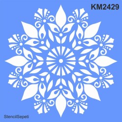 Çiçekli Mandala Deseni - Stencil Boyama Şablonu - StencilSepeti