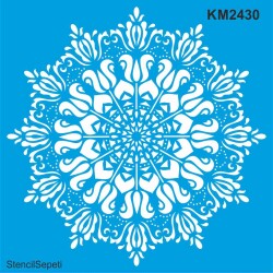 Çiçekli Mandala Deseni - Stencil Boyama Şablonu - 1