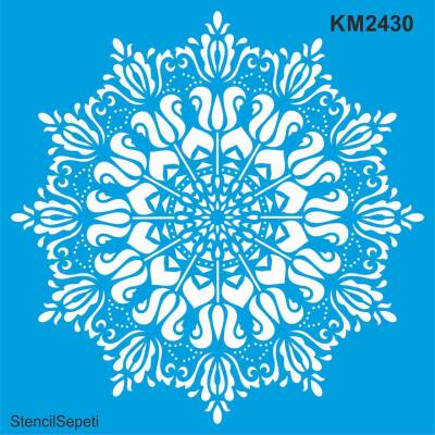 Çiçekli Mandala Deseni - Stencil Boyama Şablonu - 1