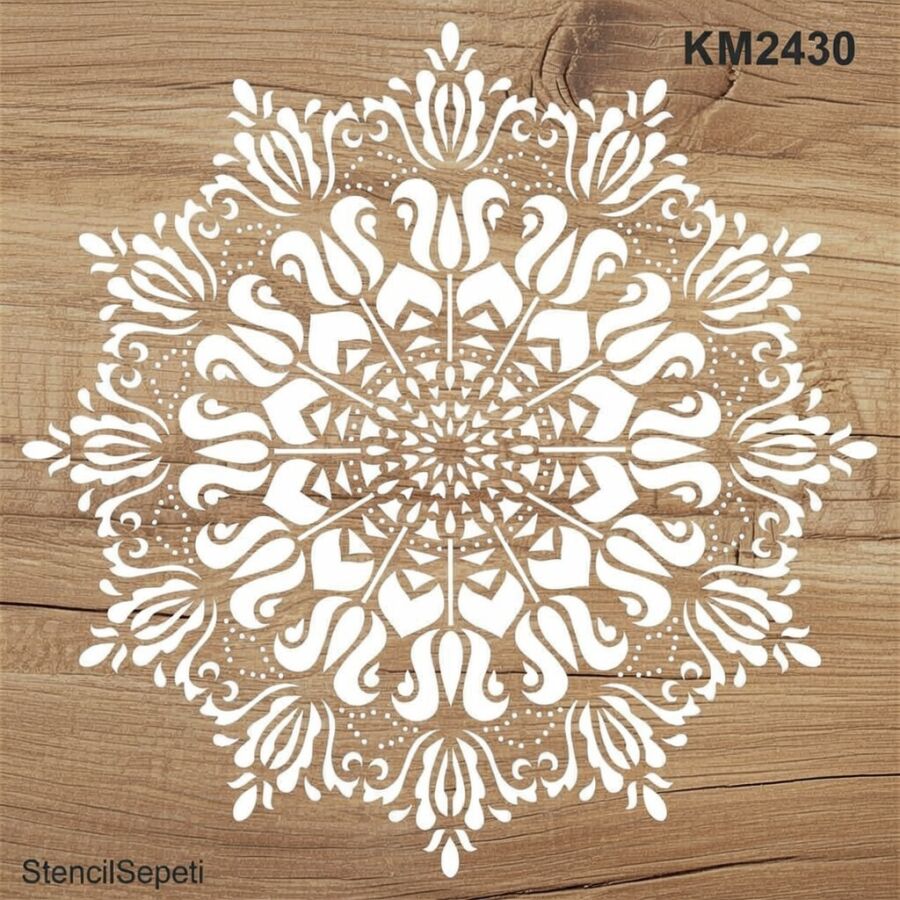 Çiçekli Mandala Deseni - Stencil Boyama Şablonu - 2