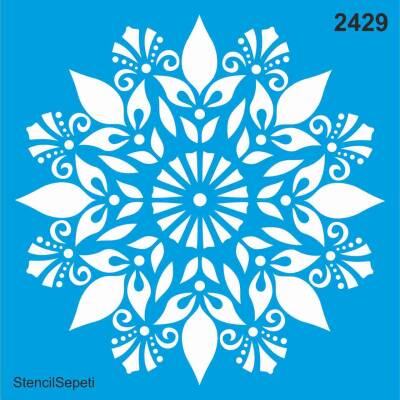 Çiçekli Mandala Deseni - Stencil Desen Şablonu - 1